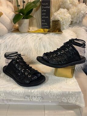 A.S.98 NWOT Lex Gladiator-style Lace-up Leather Sandal in Black MSRP$230